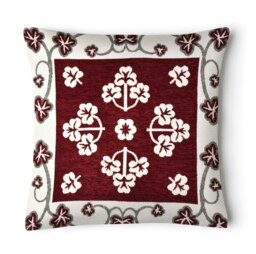 Rackhams Chenille Floral Woven Detail Cushion - 43cm x 43cm - Cream - thumbnail 2