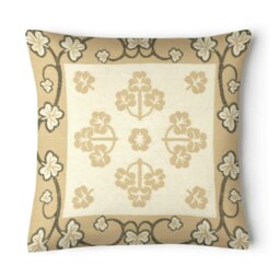 Rackhams Chenille Floral Woven Detail Cushion - 43cm x 43cm - Cream - thumbnail 1