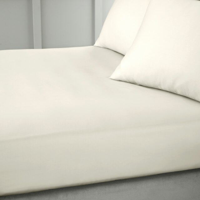 Rackhams 400 Thread Count Cotton Sateen Fitted Sheet - Oyster - Double - image 1