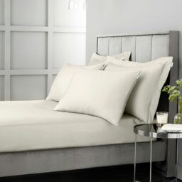 Rackhams 400 Thread Count Cotton Sateen Fitted Sheet - Oyster - Double - thumbnail 3