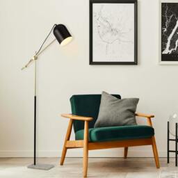Rackhams BLACK, GOLD AND MARBLE TASK FLOOR LAMP