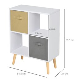Rackhams Freestanding 4 Cube Storage Cabinet Unit Bookcase w/ 2 Drawer - White - 3 - thumbnail 4