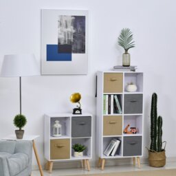 Rackhams Freestanding 4 Cube Storage Cabinet Unit Bookcase w/ 2 Drawer - White - 3 - thumbnail 5