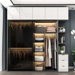 Rackhams Rod Wardrobe, Grey - 240 x 248cm - D - thumbnail 4