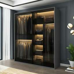 Rackhams Rod Wardrobe, Grey - 240 x 248cm - D