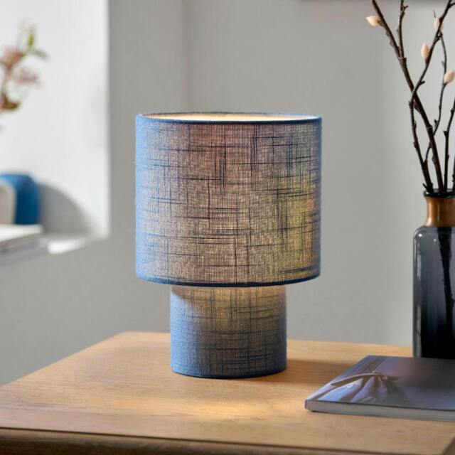 Rackhams Buxton Navy Faux Linen Table Lamp - image 1