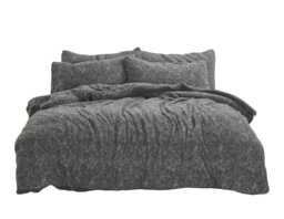 Rackhams Teddy Marl Fluffy and Warm Fleece Duvet Cover Set - Natural - Super King - thumbnail 2