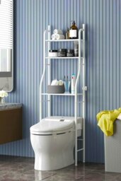 Rackhams 3 Tiers Metal Bathroom Organizer Over Toilet Rack Storage Shelves - White - thumbnail 4