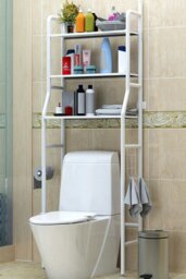 Rackhams 3 Tiers Metal Bathroom Organizer Over Toilet Rack Storage Shelves - White - thumbnail 3
