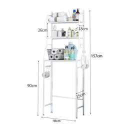 Rackhams 3 Tiers Metal Bathroom Organizer Over Toilet Rack Storage Shelves - White - thumbnail 2