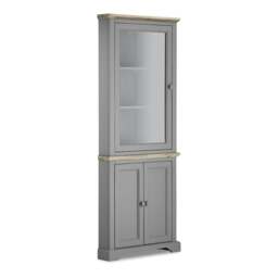 Rackhams Florence Corner Display Cabinet, Glass Door Assembled Dresser - Dove Grey - thumbnail 3