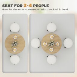 Rackhams 80cm Round Dining Table, Industrial Kitchen Table with Steel Legs - Oak - Black - 80 - thumbnail 3