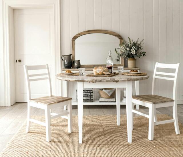 Rackhams Florence Round Extending Kitchen Dining Table 92cm - White - image 1