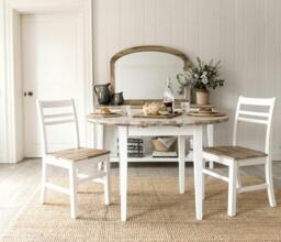 Rackhams Florence Round Extending Kitchen Dining Table 92cm - White - thumbnail 1