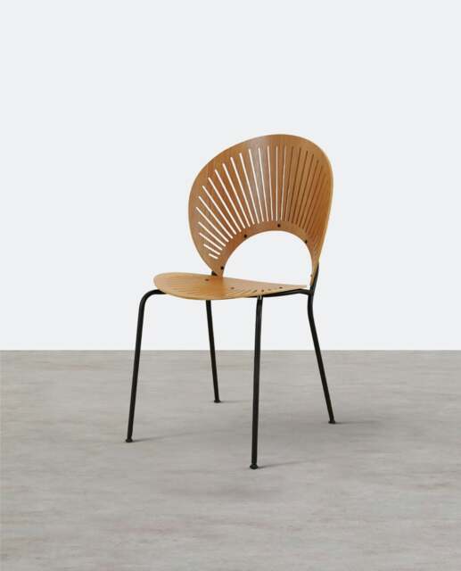 Rackhams Conker Dining Chair, Solid Wood - Cherry Wood Color - With PU Seat Pad - image 1