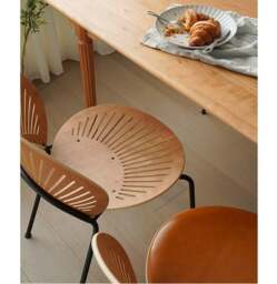 Rackhams Conker Dining Chair, Solid Wood - Cherry Wood Color - With PU Seat Pad - thumbnail 5
