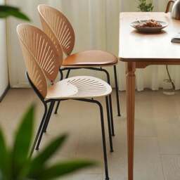 Rackhams Conker Dining Chair, Solid Wood - Cherry Wood Color - With PU Seat Pad - thumbnail 4