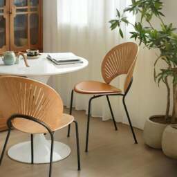 Rackhams Conker Dining Chair, Solid Wood - Cherry Wood Color - With PU Seat Pad - thumbnail 2