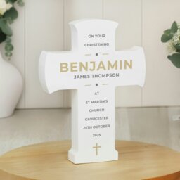Rackhams Personalised Wooden Cross Ornament
