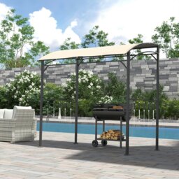 Rackhams 2.2 x 1.5 m BBQ Gazebo Tent Sun Shade with Canopy, Grey - Beige - 215cm x 150cm x 220cm - thumbnail 1