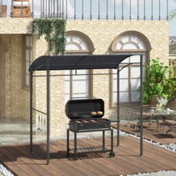 Rackhams 2.2 x 1.5 m BBQ Gazebo Tent Sun Shade with Canopy, Grey - Beige - 215cm x 150cm x 220cm - thumbnail 2