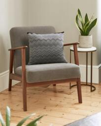 Rackhams ZigZag Chocolate Brown and Cloud Grey Cushion - thumbnail 1
