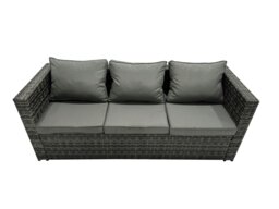 Rackhams Outdoor Rattan Rectangular Coffee Table Corner Sofa Setss Garden Furniture Set with Side Table 2 Small Stools Dark Grey Mixed - thumbnail 3