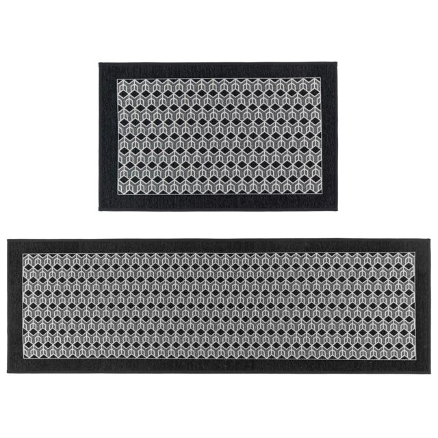 Rackhams Allure Machine Washable Entrance Doormat and Runner Set - Black - image 1