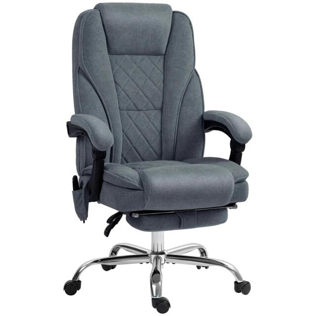 Rackhams Massage Office Chair, Heated Reclining Computer Chair with Adjustable Height and Footrest, Dark Grey