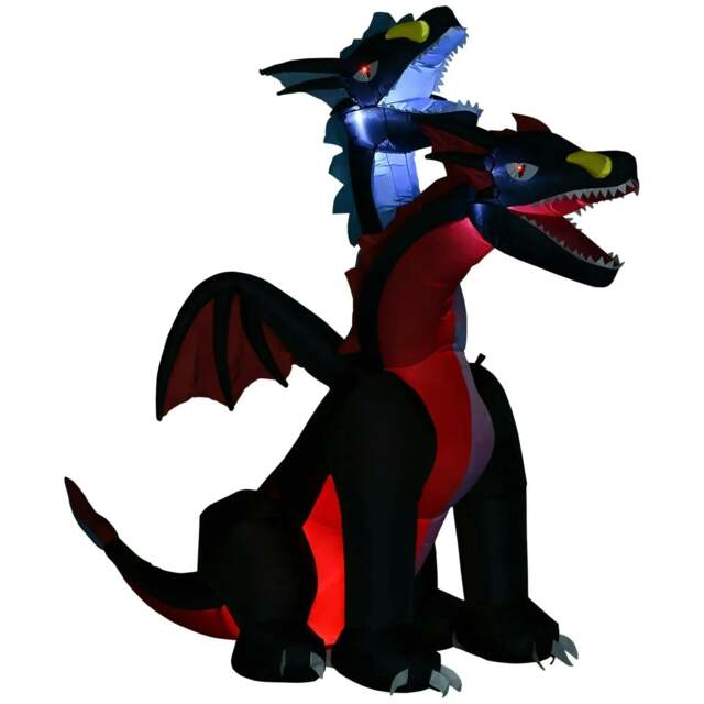 Rackhams 7FT Tall Halloween Inflatable Dragon with 2 Heads and LED Lights, Blow Up Halloween Party Decoration for Indoor Outdoor Yard Lawn Garden - image 1