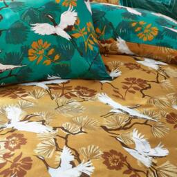 Rackhams Demoiselle Botanical Duvet Cover Set - Mustard Yellow - Single - Mustard Yellow - 50% Cotton/50% Polyester - thumbnail 2