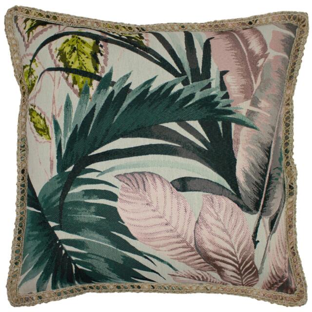Rackhams Amazonia Cushion Cover - Pink/Green - One Size - Pink/Green - 92% Polyester/8% Rayon