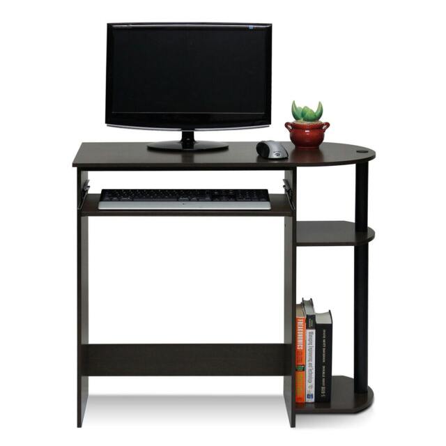 Rackhams BK Simplistic Easy Assembly Computer Desk, Dark Brown Crafted for Practical Use and Stylish Living Spaces - 14098R1DBR - image 1
