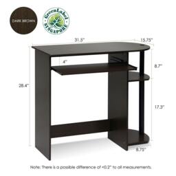 Rackhams BK Simplistic Easy Assembly Computer Desk, Dark Brown Crafted for Practical Use and Stylish Living Spaces - 14098R1DBR - thumbnail 3