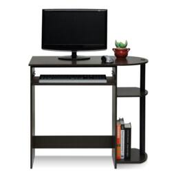 Rackhams BK Simplistic Easy Assembly Computer Desk, Dark Brown Crafted for Practical Use and Stylish Living Spaces - 14098R1DBR - thumbnail 1