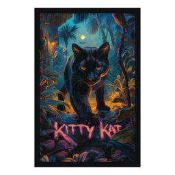 Rackhams Kitty Kat Panther Art Print - Framing Options Available - Black - A2 - Floating Canvas - thumbnail 2