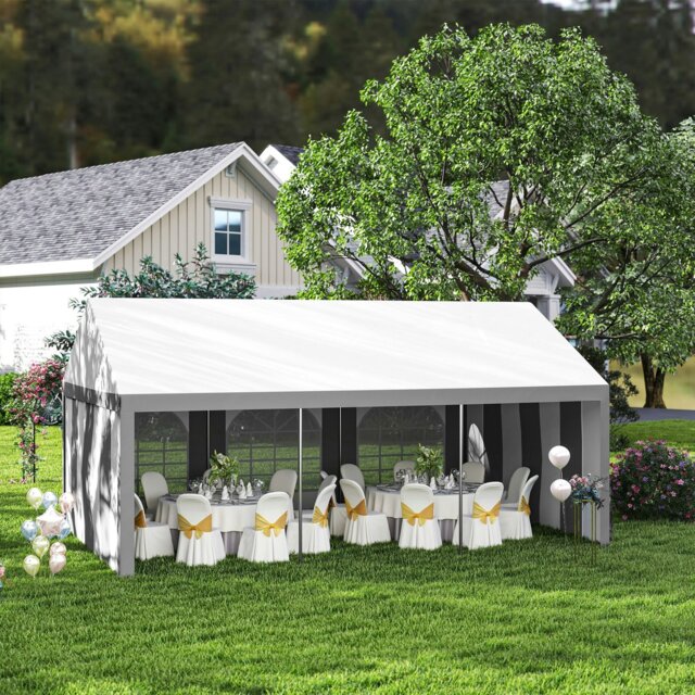 Rackhams 6 x 4m Party Tent, Marquee Gazebo with Sides, Windows and Double Doors - 600L x 397W x 310H cm - image 1