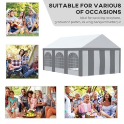 Rackhams 6 x 4m Party Tent, Marquee Gazebo with Sides, Windows and Double Doors - 600L x 397W x 310H cm - thumbnail 4
