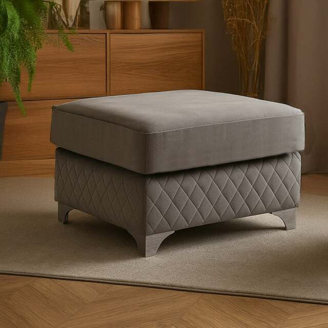 Rackhams Victoria Plush Velvet Footstool - Grey - image 1