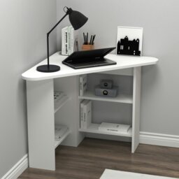 Rackhams Corner Computer Desk with Shelves-Gredos - Dark Grey - thumbnail 5