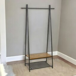 Rackhams Industrial Open Wardrobe Garment Rail With Storage Shelves Brown - thumbnail 6