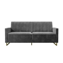 Rackhams Skylar Sofa Bed in Velvet Grey - Grey - thumbnail 2