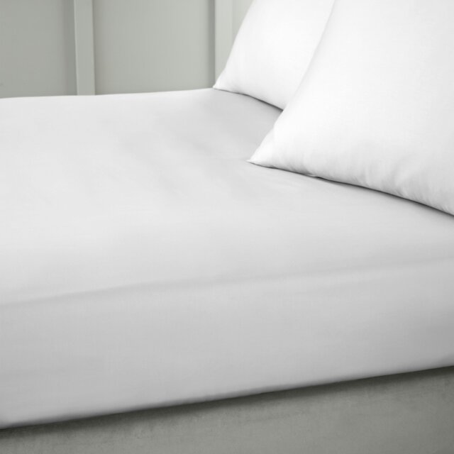 Rackhams 400 Thread Count Cotton Sateen Fitted Sheet - White - Double - image 1