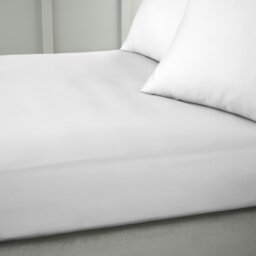 Rackhams 400 Thread Count Cotton Sateen Fitted Sheet - White - Double