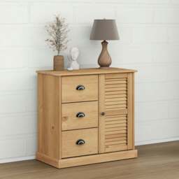 Rackhams Sideboard with Drawers VIGO 78x40x75 cm Solid Wood Pine - Brown - Solid pinewood with a honey wax finish, engineered wood, metal
