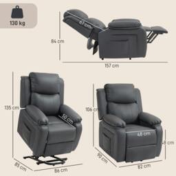 Rackhams Riser and Recliner Chair Power Lift Recliner with Remote, Dark Grey - thumbnail 3