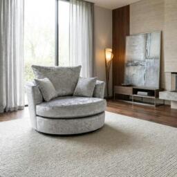 Rackhams Tova Living Room Furniture Range - Grey Crushed Velvet - Swivel Chair - thumbnail 1