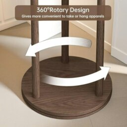 Rackhams Rotating 360 Wooden Coat Stand With 9 Hooks Brown - thumbnail 4