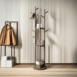 Rackhams Rotating 360 Wooden Coat Stand With 9 Hooks Brown - thumbnail 2