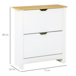 Rackhams 12-Shoe Storage Cabinet 4 Shelves 2 Drawers Tabletop 4 Legs Modern White - White - thumbnail 5